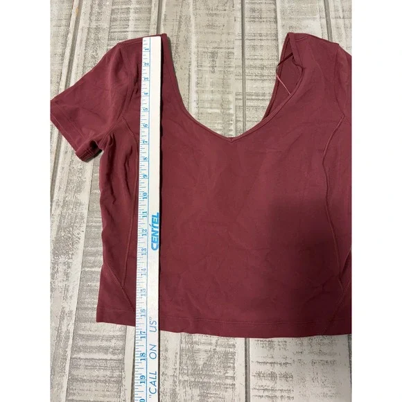 Lululemon Align Cropped T-Shirt Scoop Neck Short Sleeve Red Women's Size 6 - Picture 5 of 6
